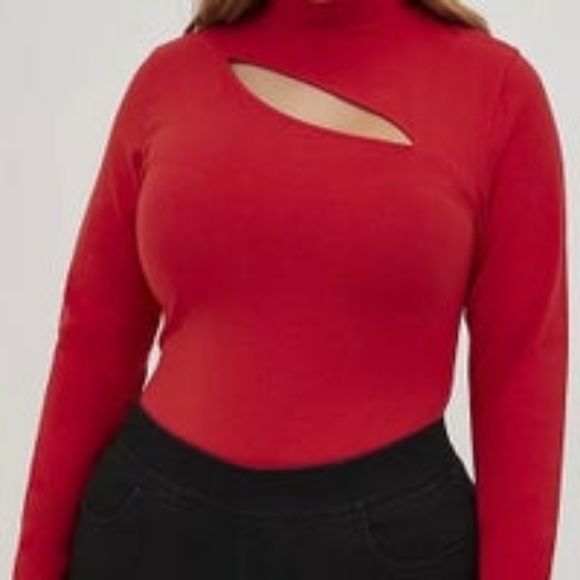 Torrid Red Cutout Mockneck Foxy 4XL - Picture 3 of 5